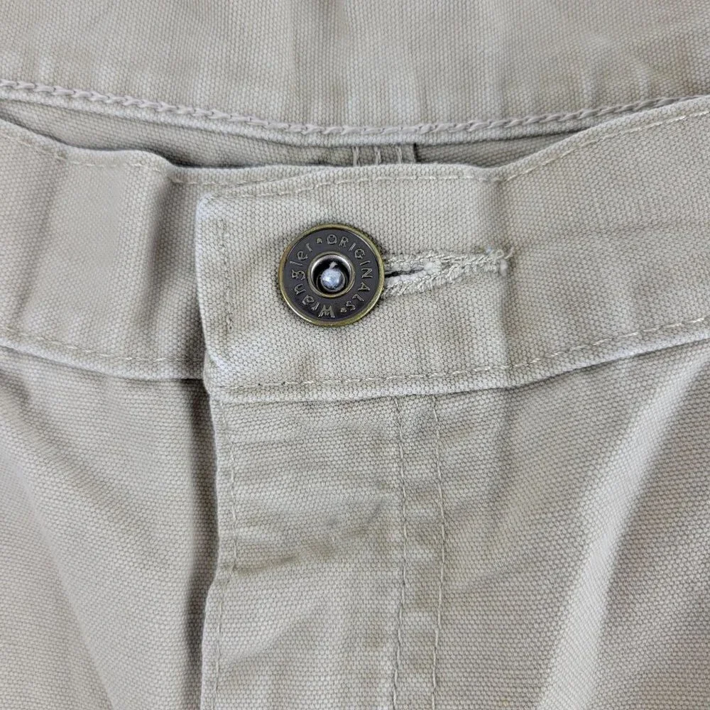 Wrangler Utility Carpenter Cargo Shorts 6 Pocket Khaki Canvas Cotton 40 Mens